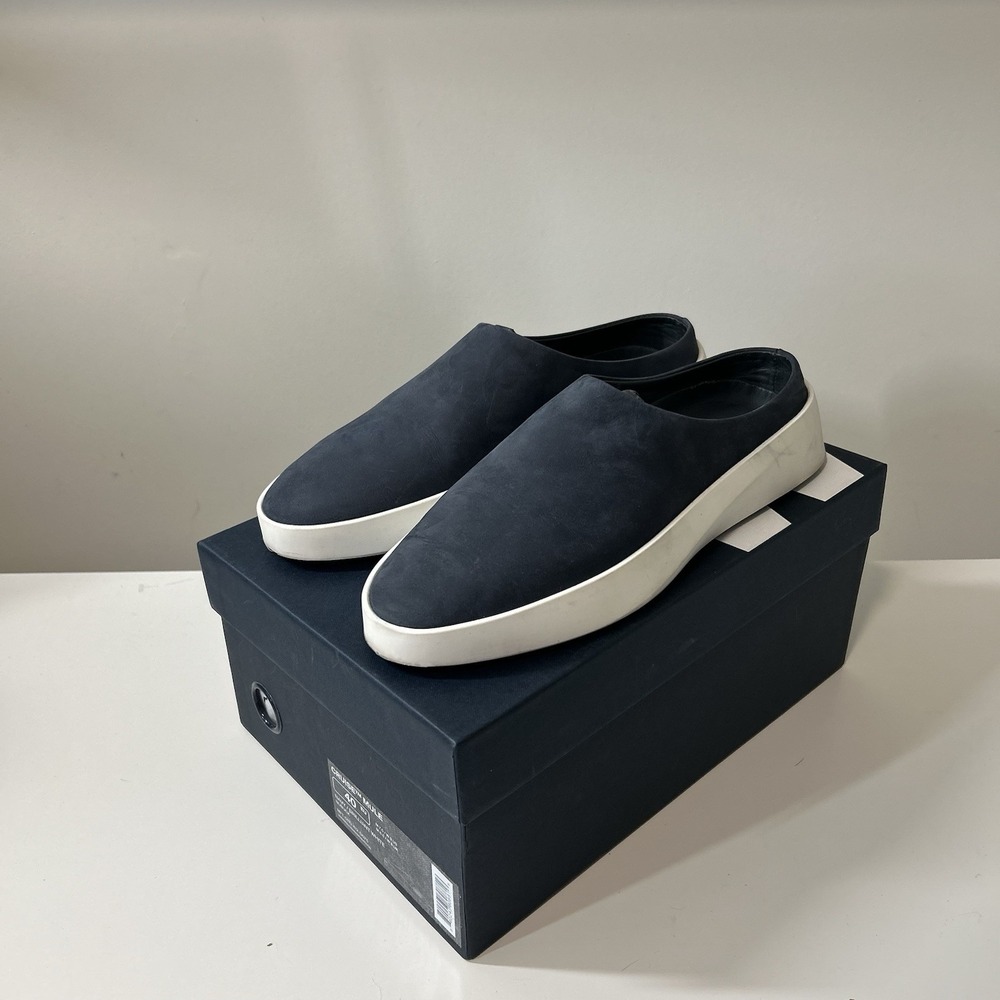 Wolf & Shepherd Shoes Mens 7.5 Women's 9 Cruise Mule Slip On Navy White